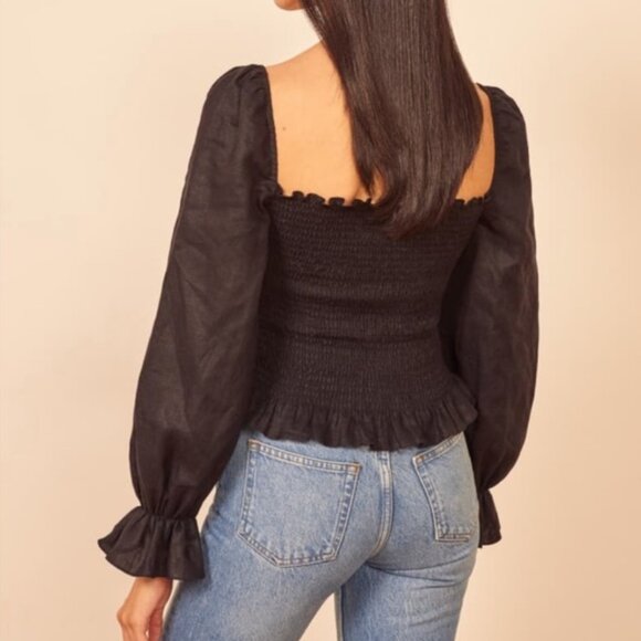 Reformation Black Smocked Blouse - Picture 11 of 12